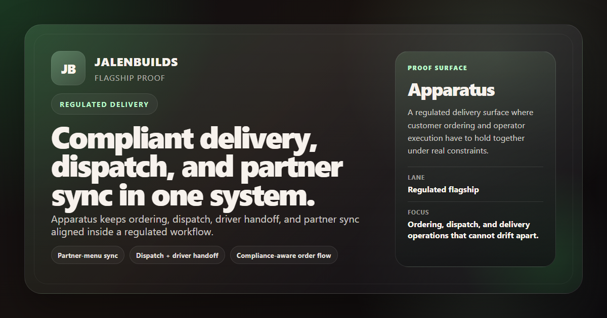 Apparatus — regulated delivery infrastructure