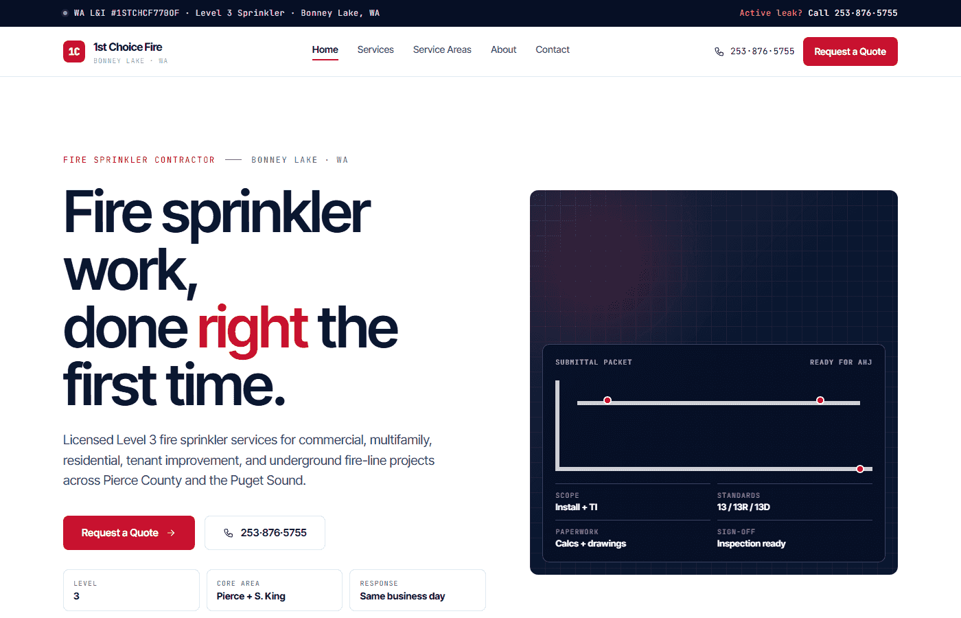 1st Choice Fire contractor site preview