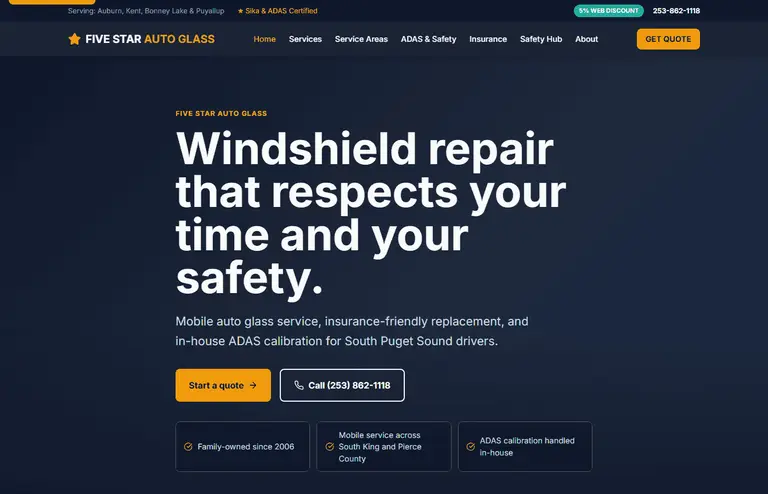 5Star Auto Glass — mobile-first service quote capture