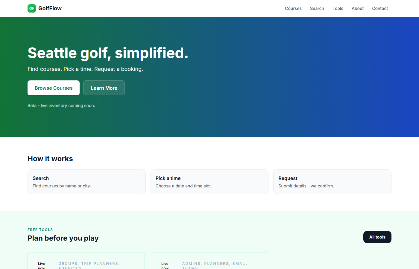 GolfFlow — Seattle tee-time booking
