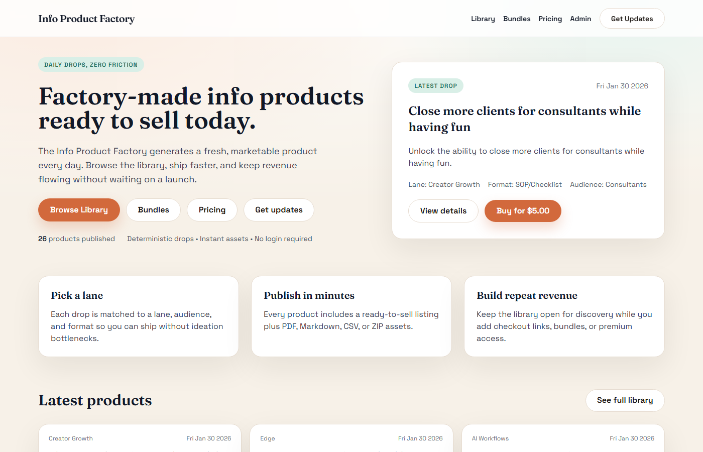InfoFactory content production and bundling preview