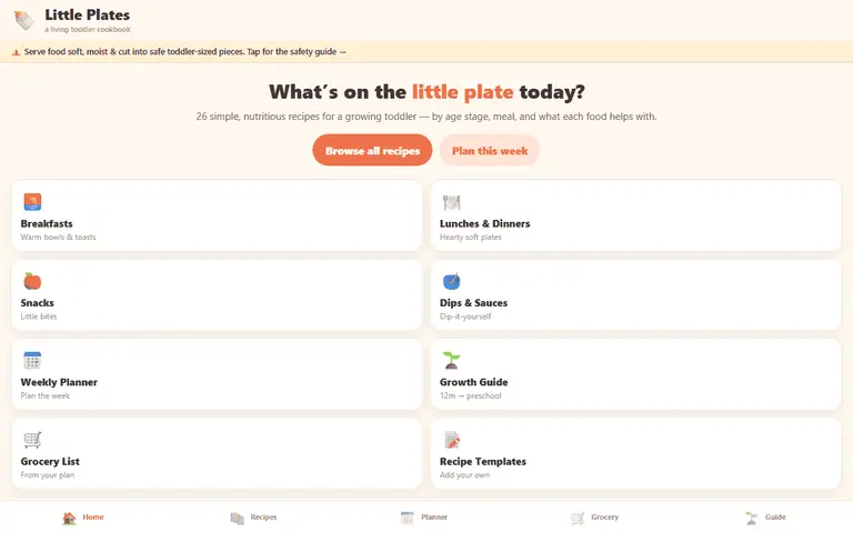 Little Plates — living toddler cookbook app