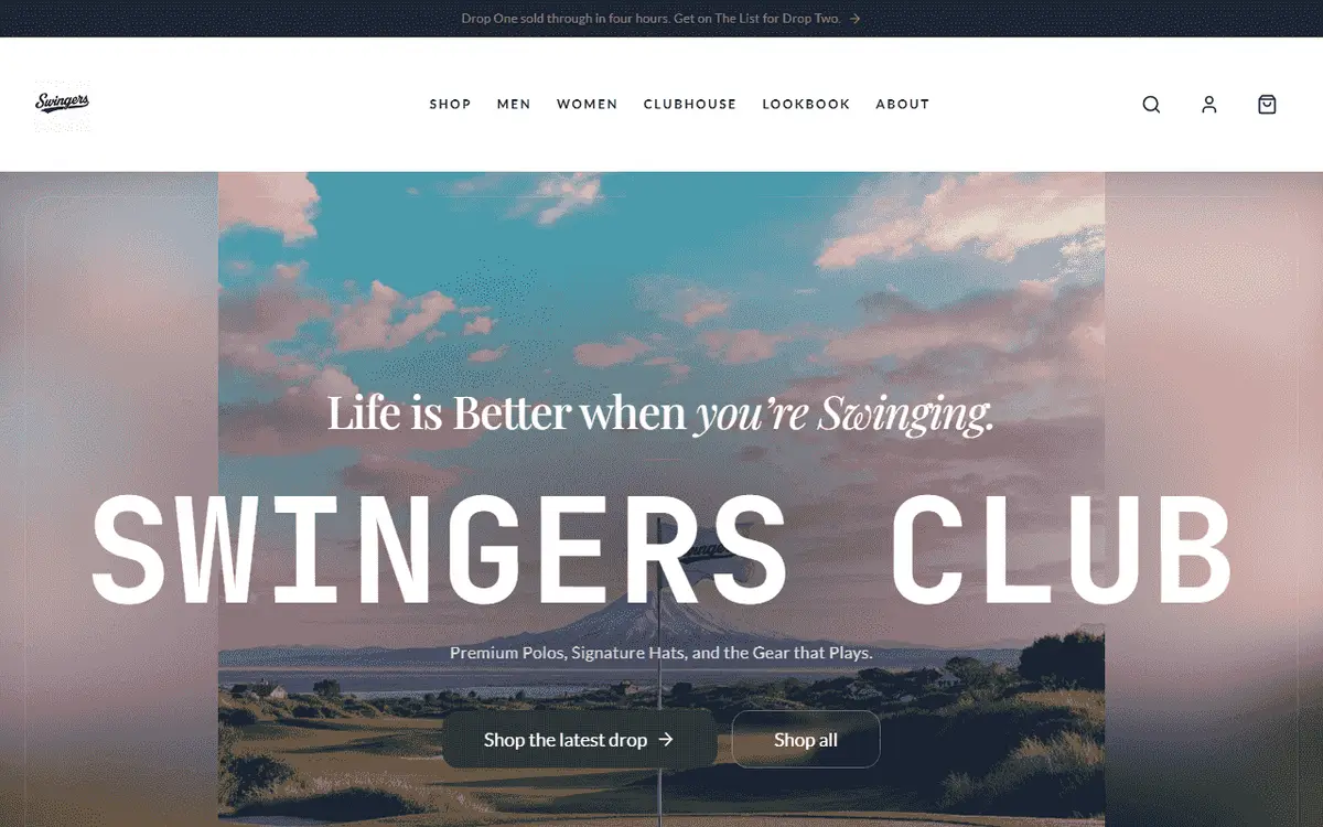 Golf Clothing Brand — custom commerce storefront